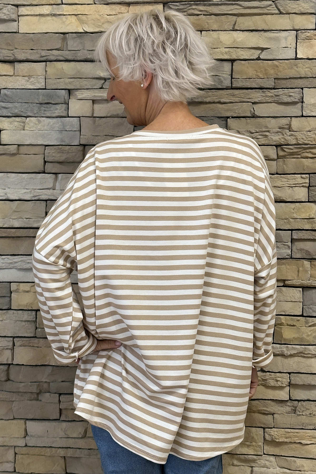 Ariadne Stripe Cotton Top Stone