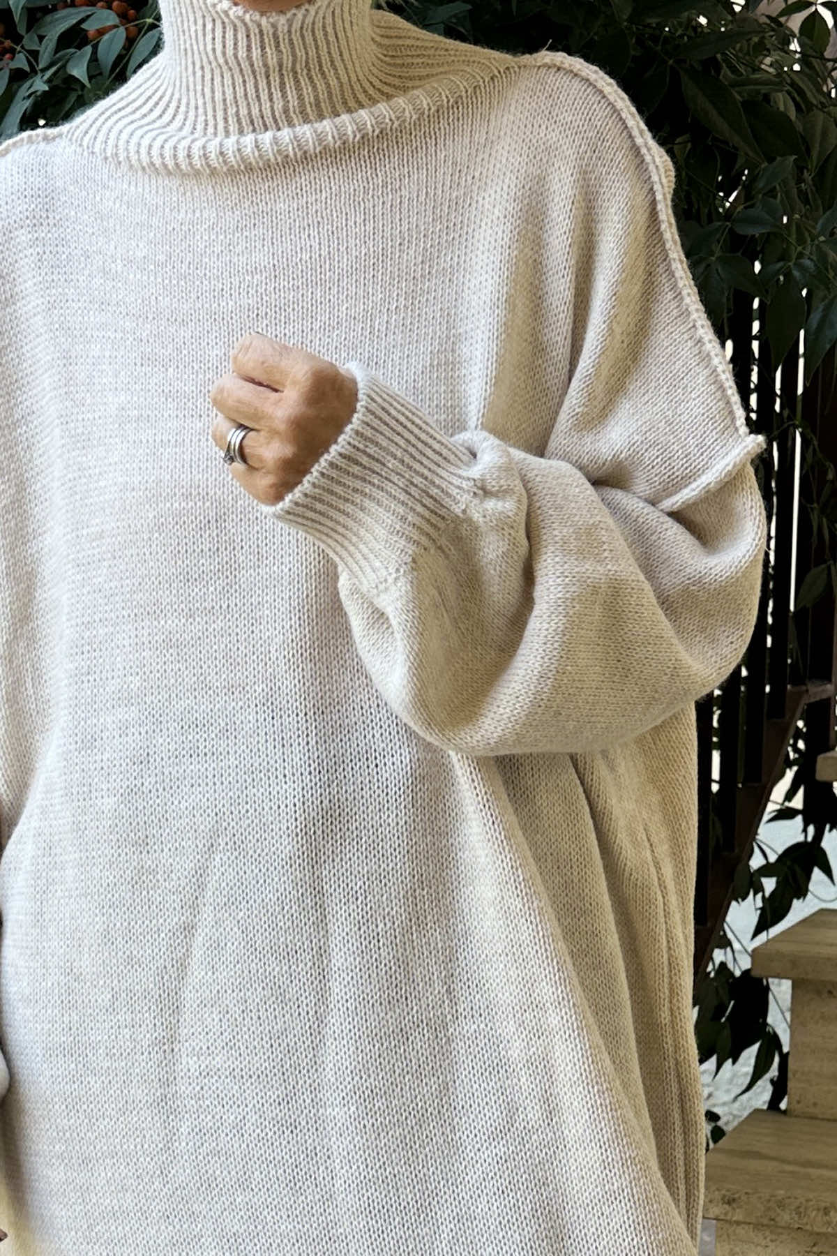 Bridie Polo Neck Knitted Tunic Stone