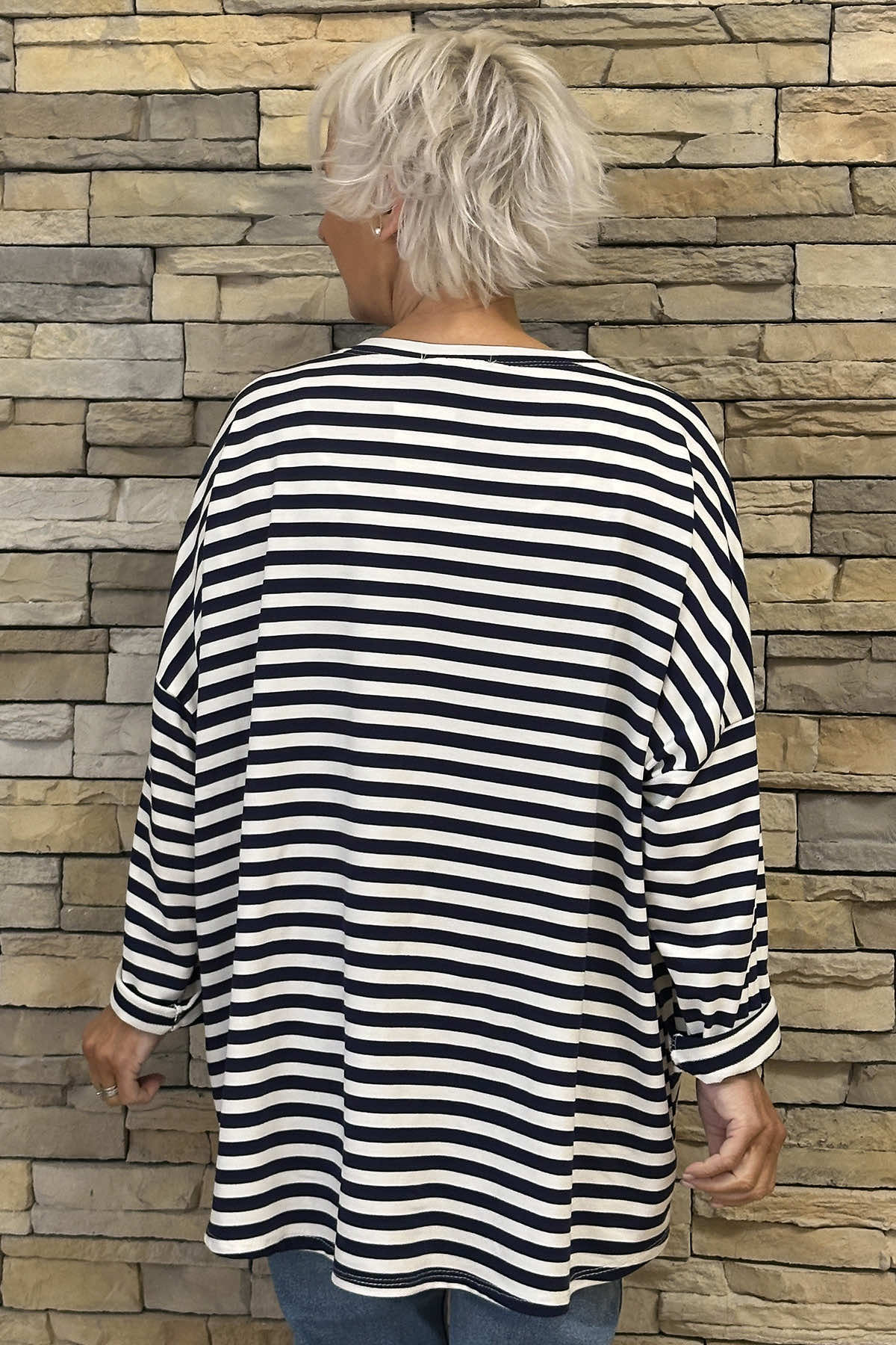 Ariadne Stripe Cotton Top Navy