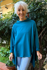 Della Cowl Neck Cotton Top Teal Teal - Della Cowl Neck Cotton Top Teal