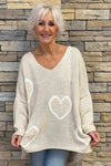 Gianna Heart Knitted Jumper Stone