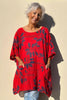 Bowie Print Cotton Top Red