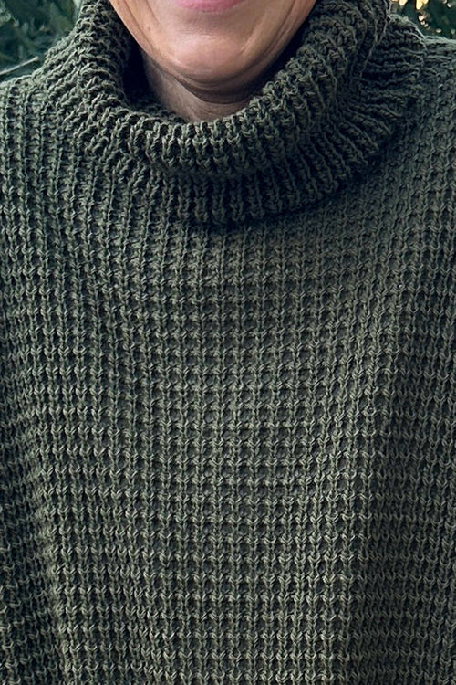 Romilly Polo Neck Knitted Jumper Dark Khaki - Image 3