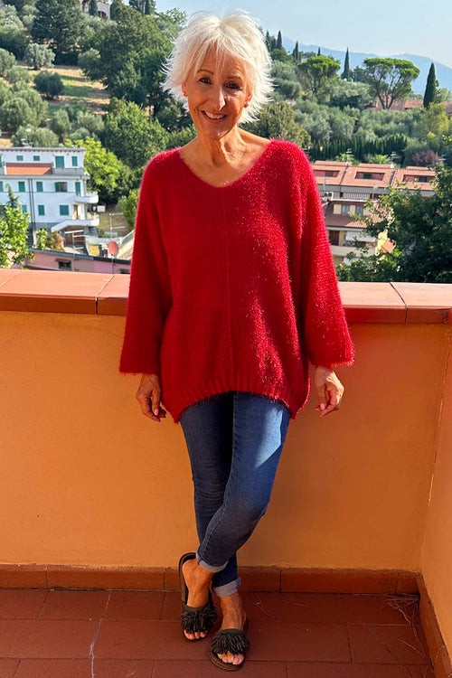 Eloise V-Neck Jumper Red - Image 1