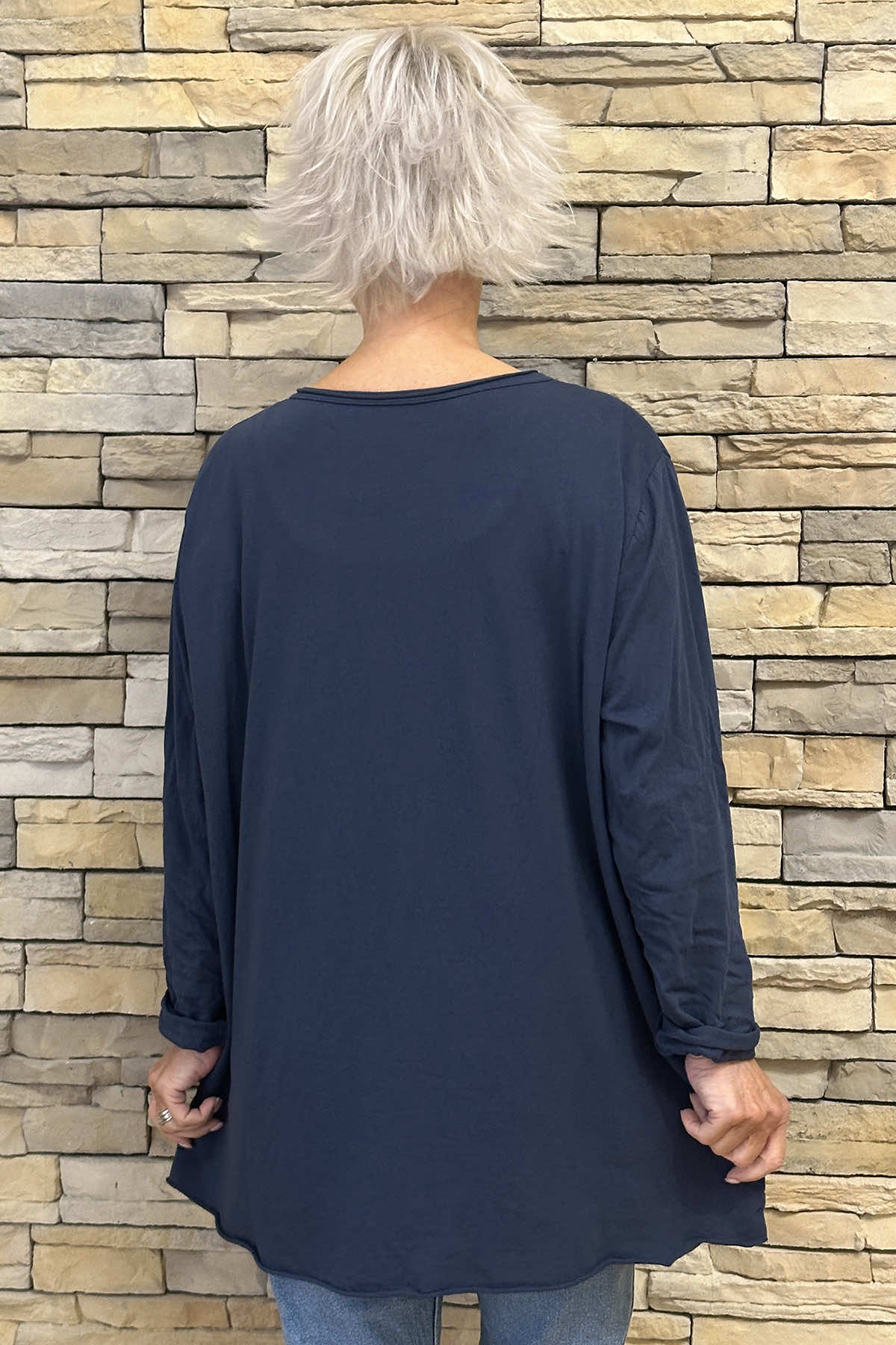 Amber Cotton Top Navy