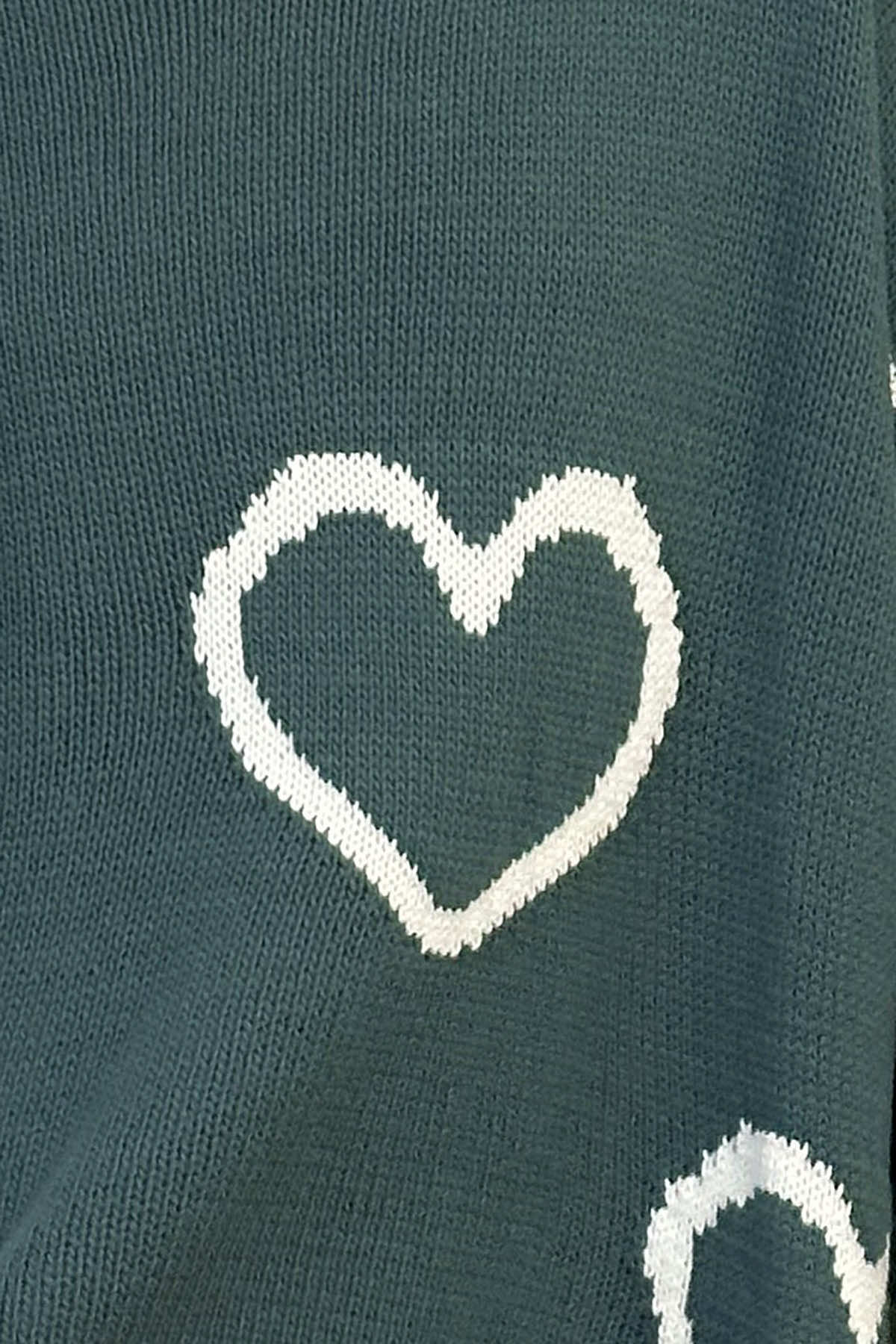 Gianna Heart Knitted Jumper Jade Green