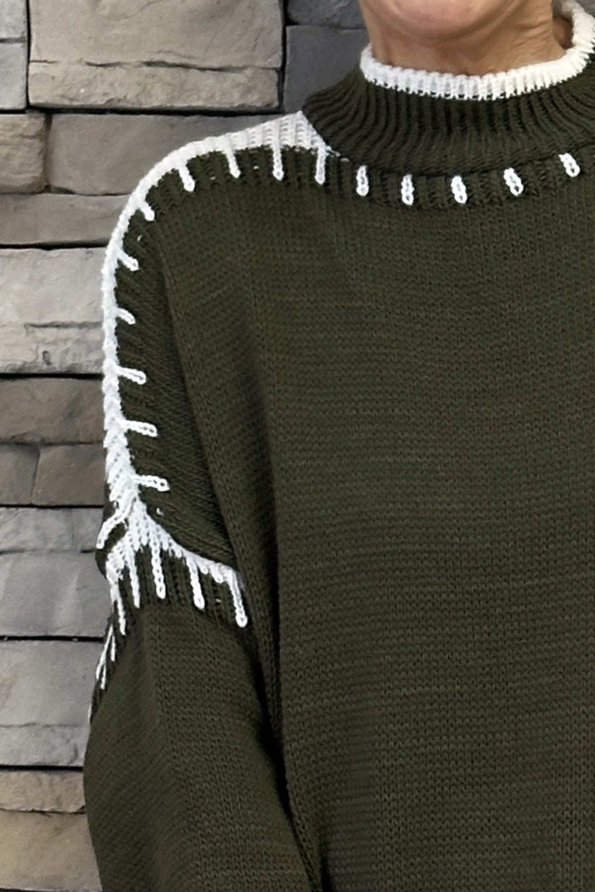 Arabella Seam Detail Knitted Jumper Khaki