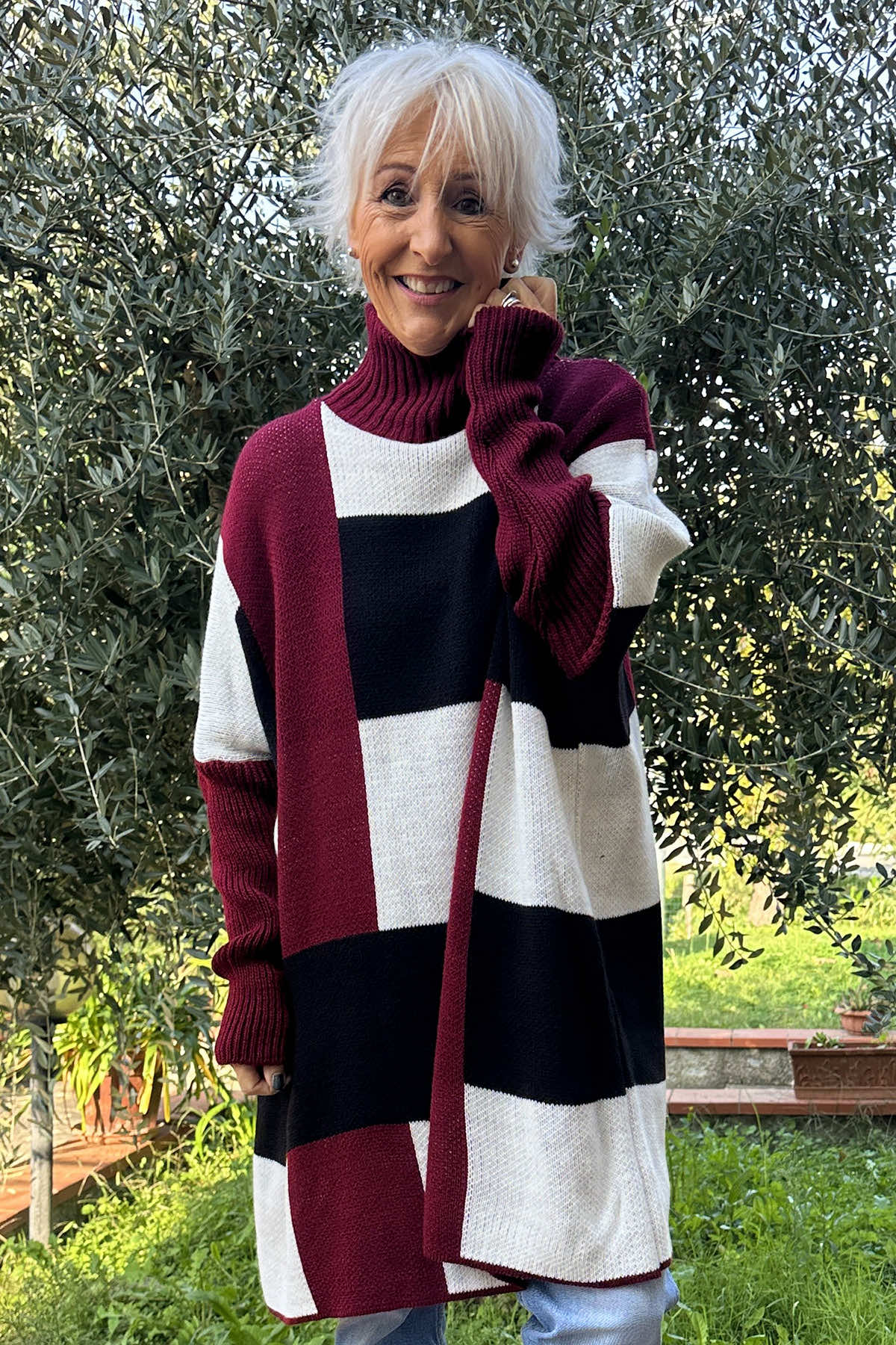 Emilia Polo Neck Knitted Tunic Wine