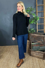 Seraphina Ribbed Knitted Jumper Black Black - Seraphina Ribbed Knitted Jumper Black