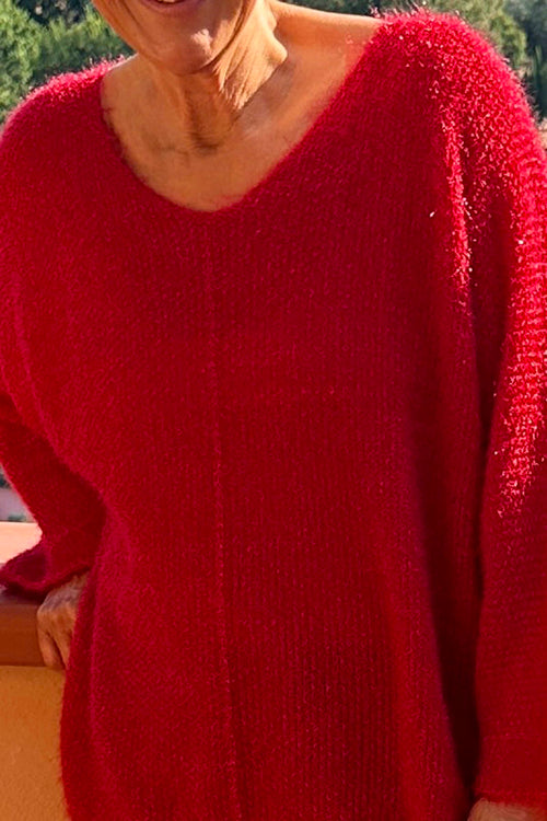 Eloise V-Neck Jumper Red - Image 3