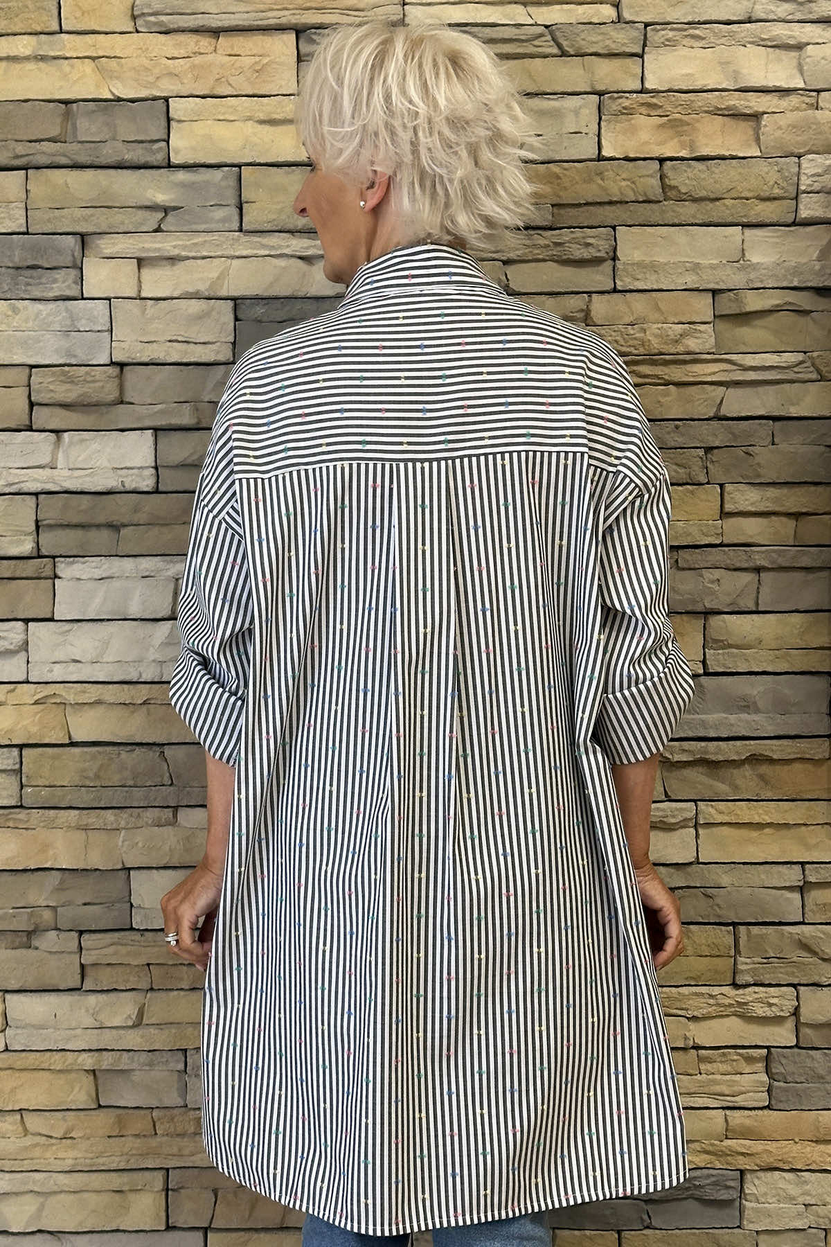 Avalon Stripe Cotton Shirt Black