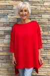 Mabel Dipped Hem Top Red