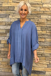 Colette V-Neck Top Blue