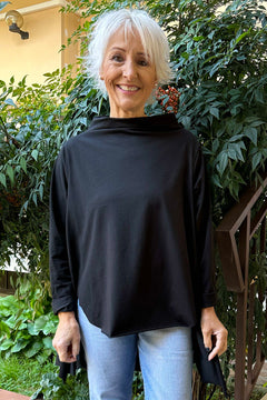 Della Cowl Neck Cotton Top Black