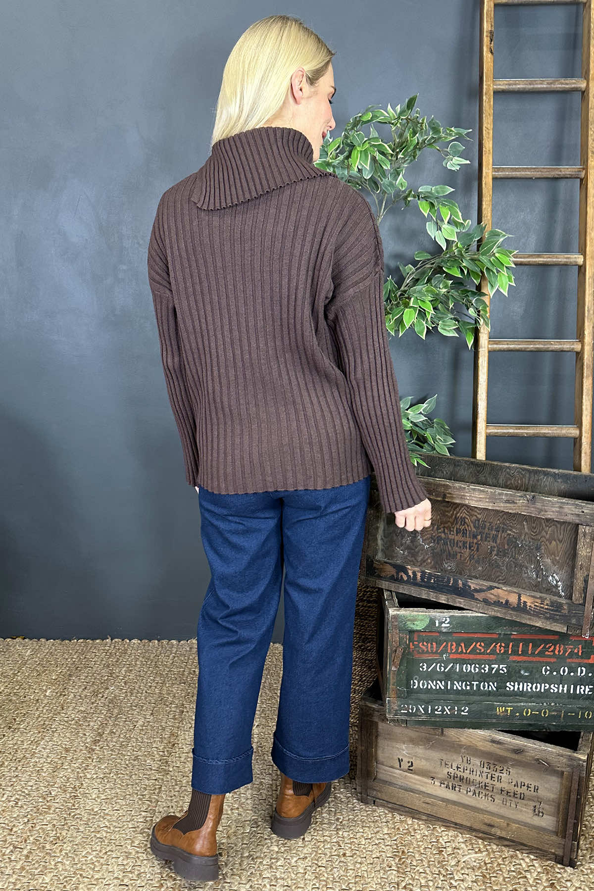 Seraphina Ribbed Knitted Jumper Cocoa