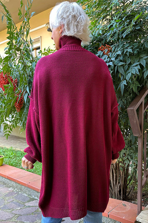 Bridie Polo Neck Knitted Tunic Wine - Image 4