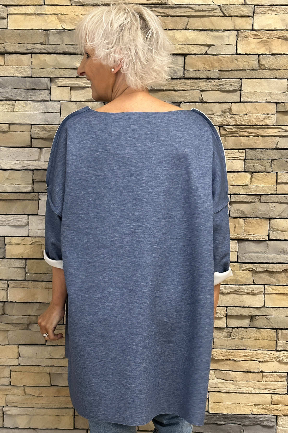 Mabel Dipped Hem Top Blue