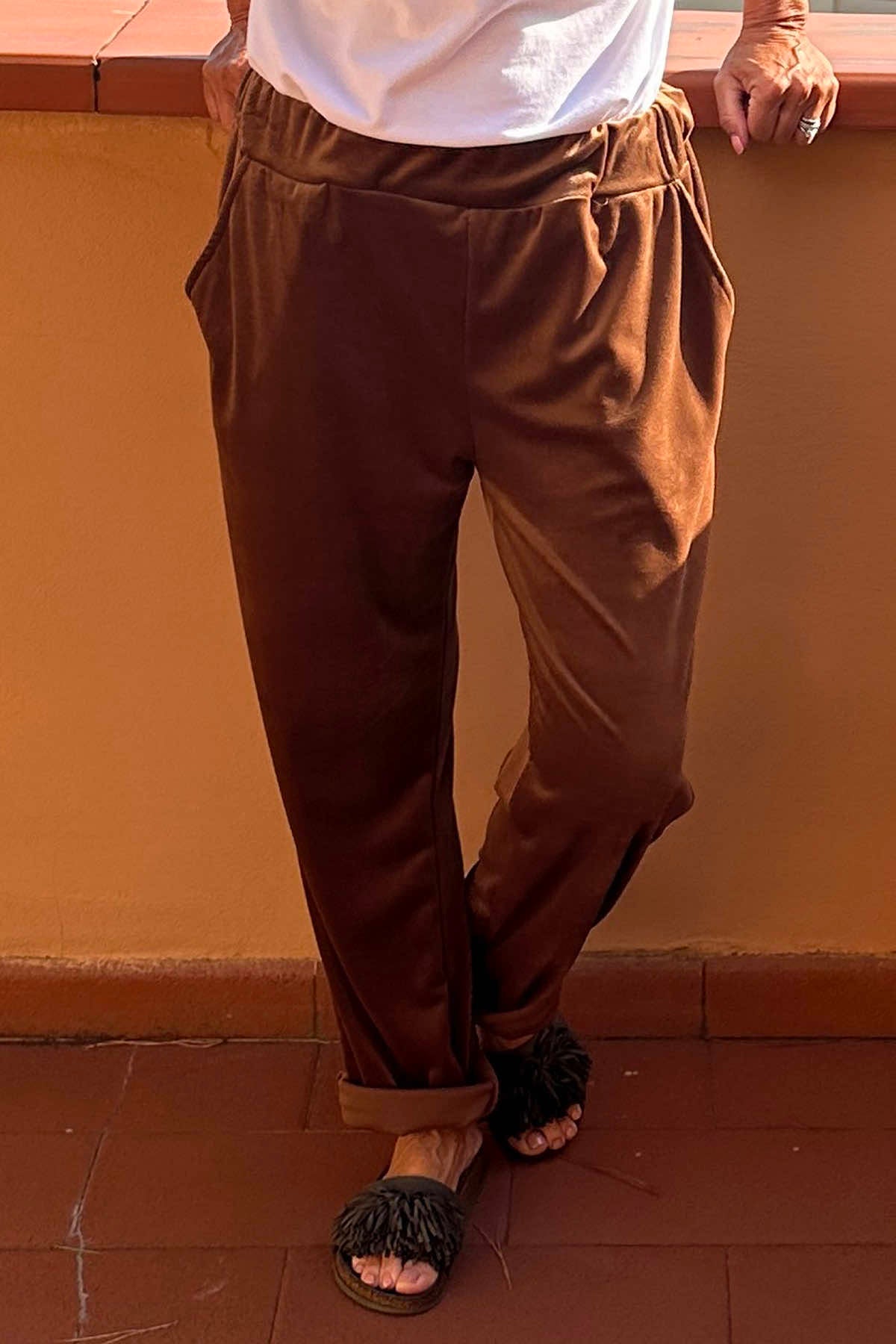 Miley Velour Trousers Brown