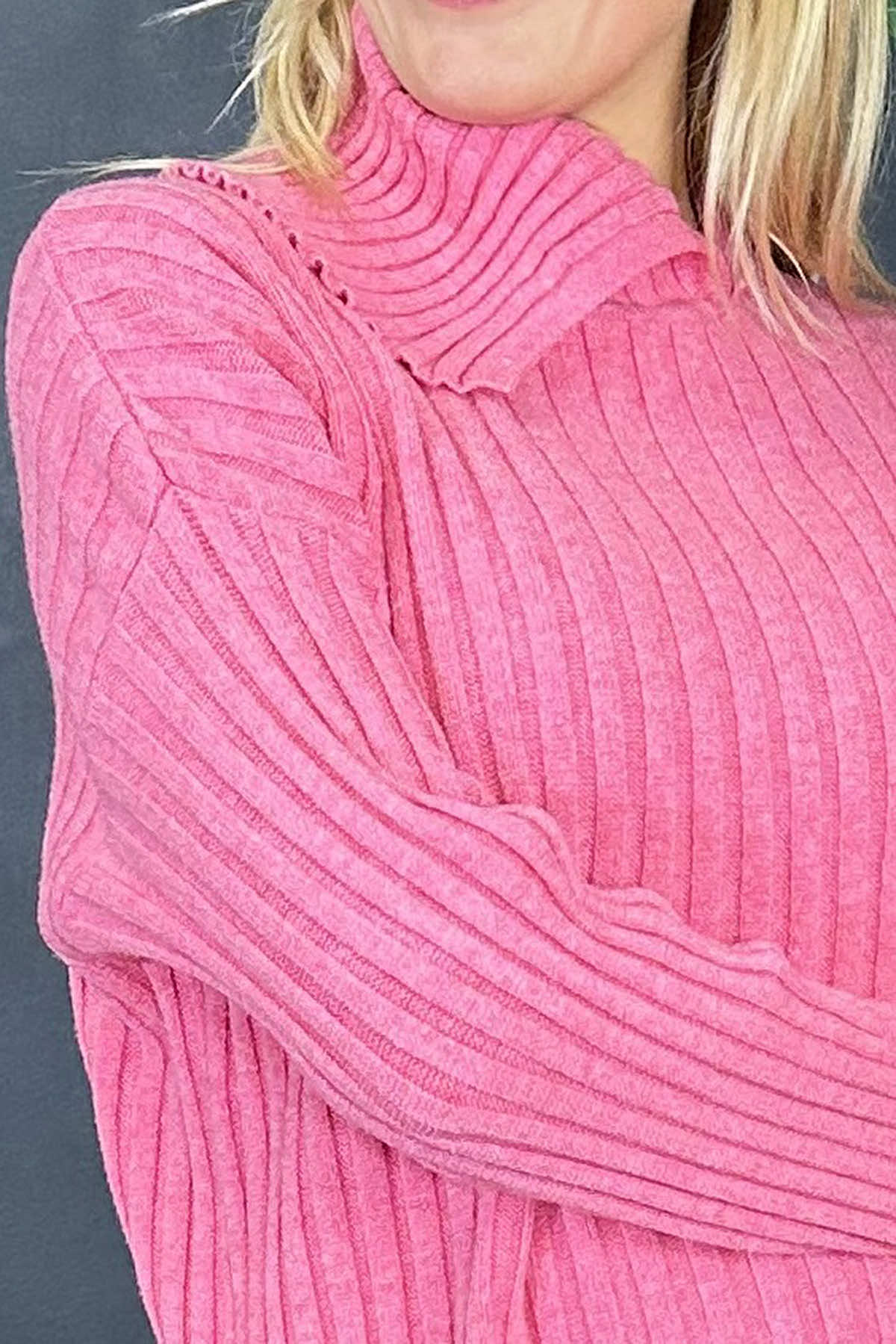 Seraphina Ribbed Knitted Jumper Pink