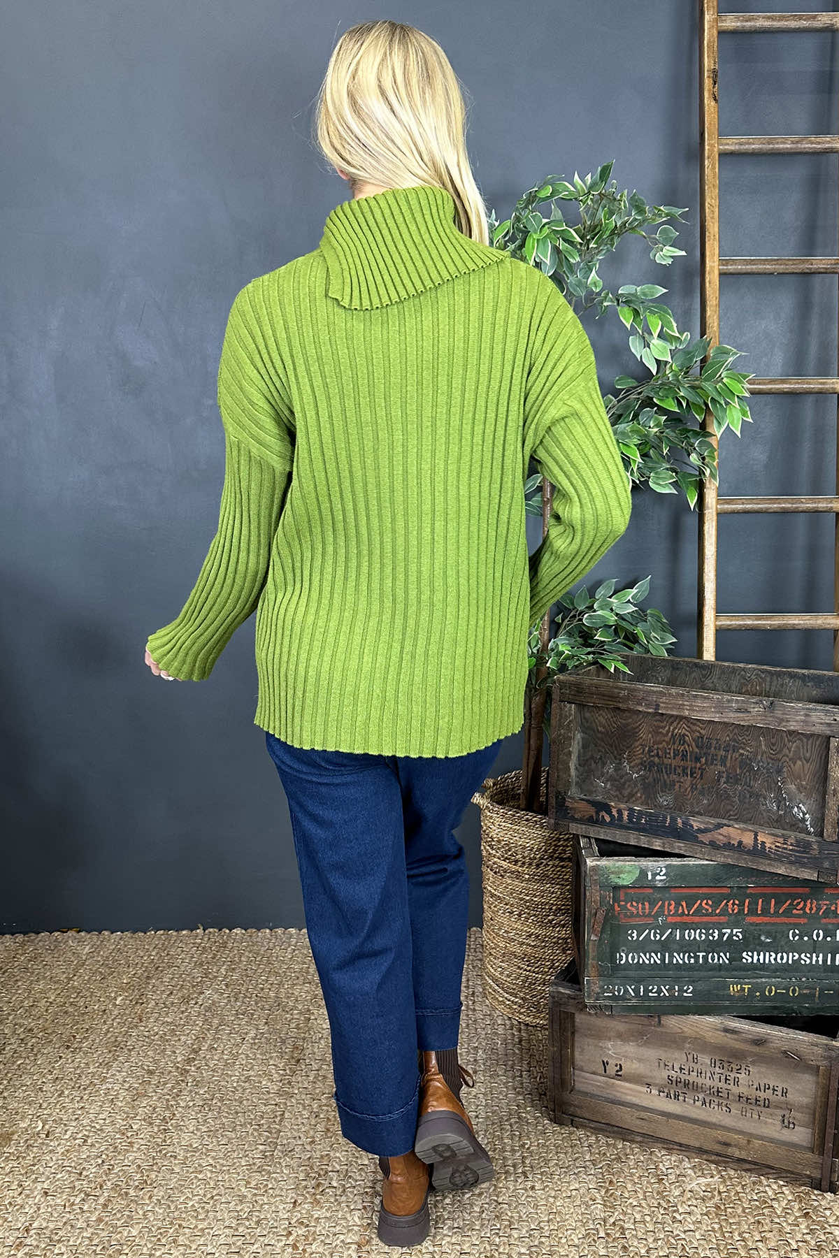 Seraphina Ribbed Knitted Jumper Green