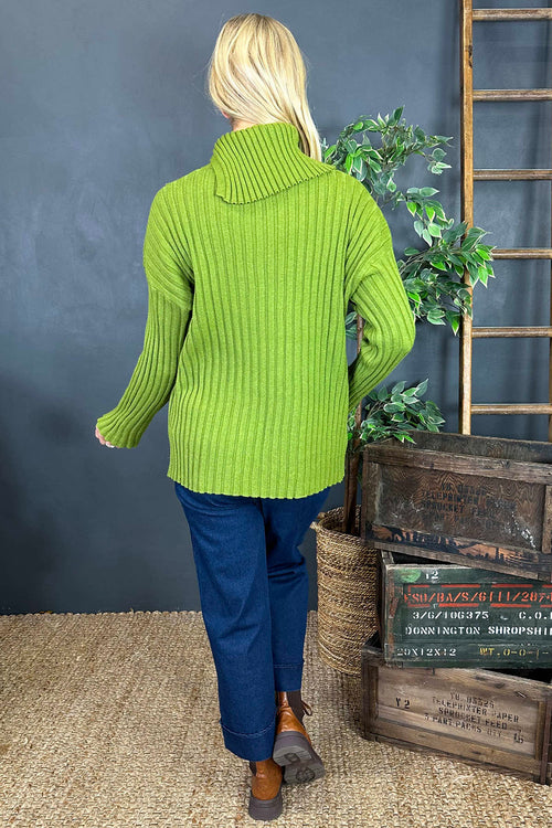 Seraphina Ribbed Knitted Jumper Green - Image 4