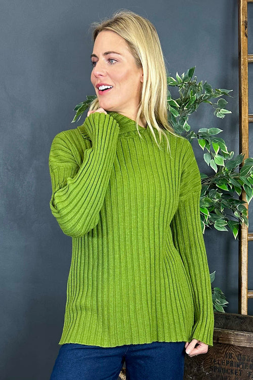 Seraphina Ribbed Knitted Jumper Green - Image 3