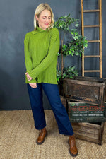 Seraphina Ribbed Knitted Jumper Green Green - Seraphina Ribbed Knitted Jumper Green