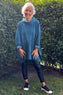 Emmeline Cowl Neck Cord Top Blue