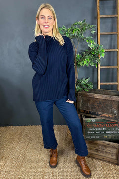 Seraphina Ribbed Knitted Jumper Navy