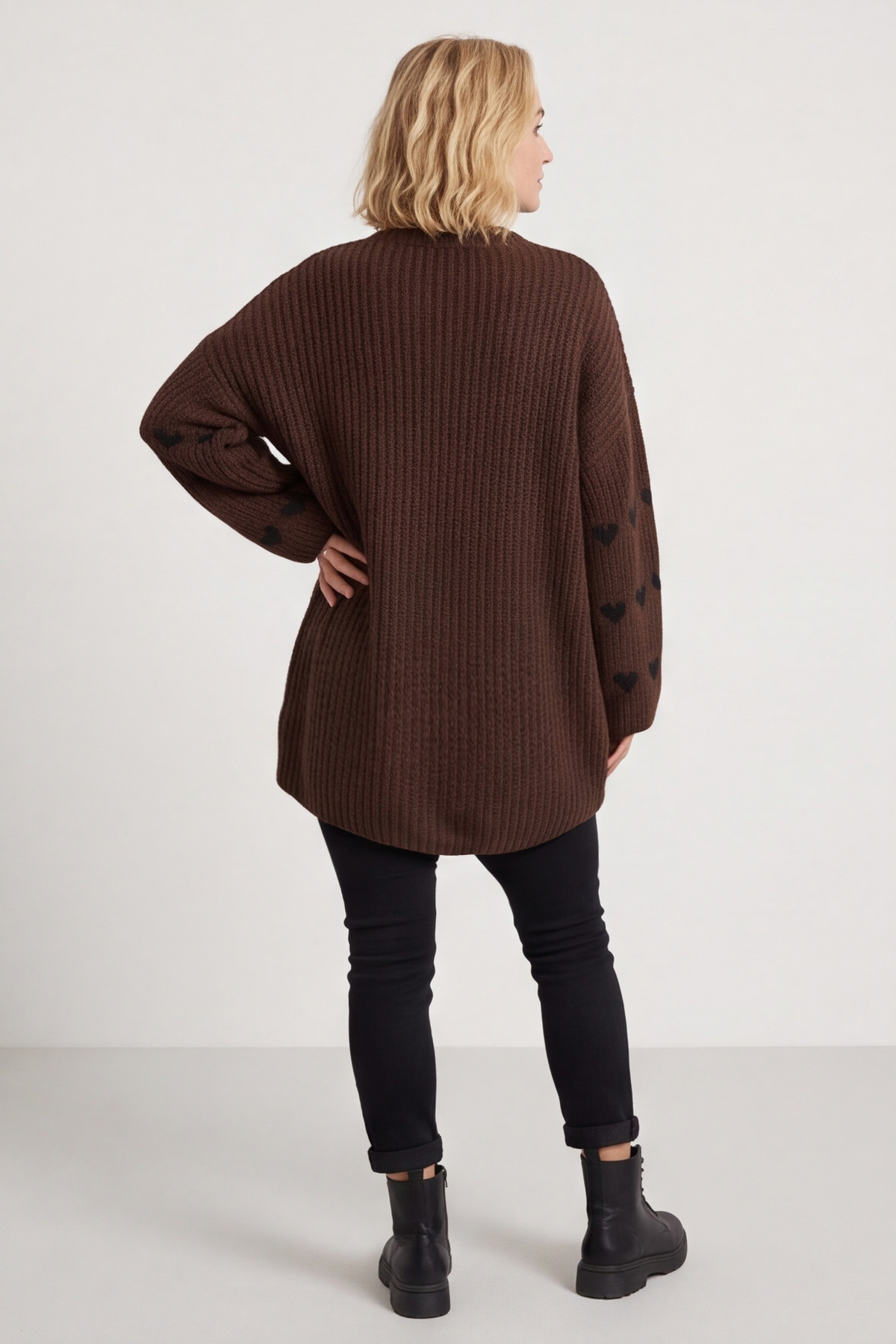 Irma Heart Sleeve Knitted Jumper Cocoa