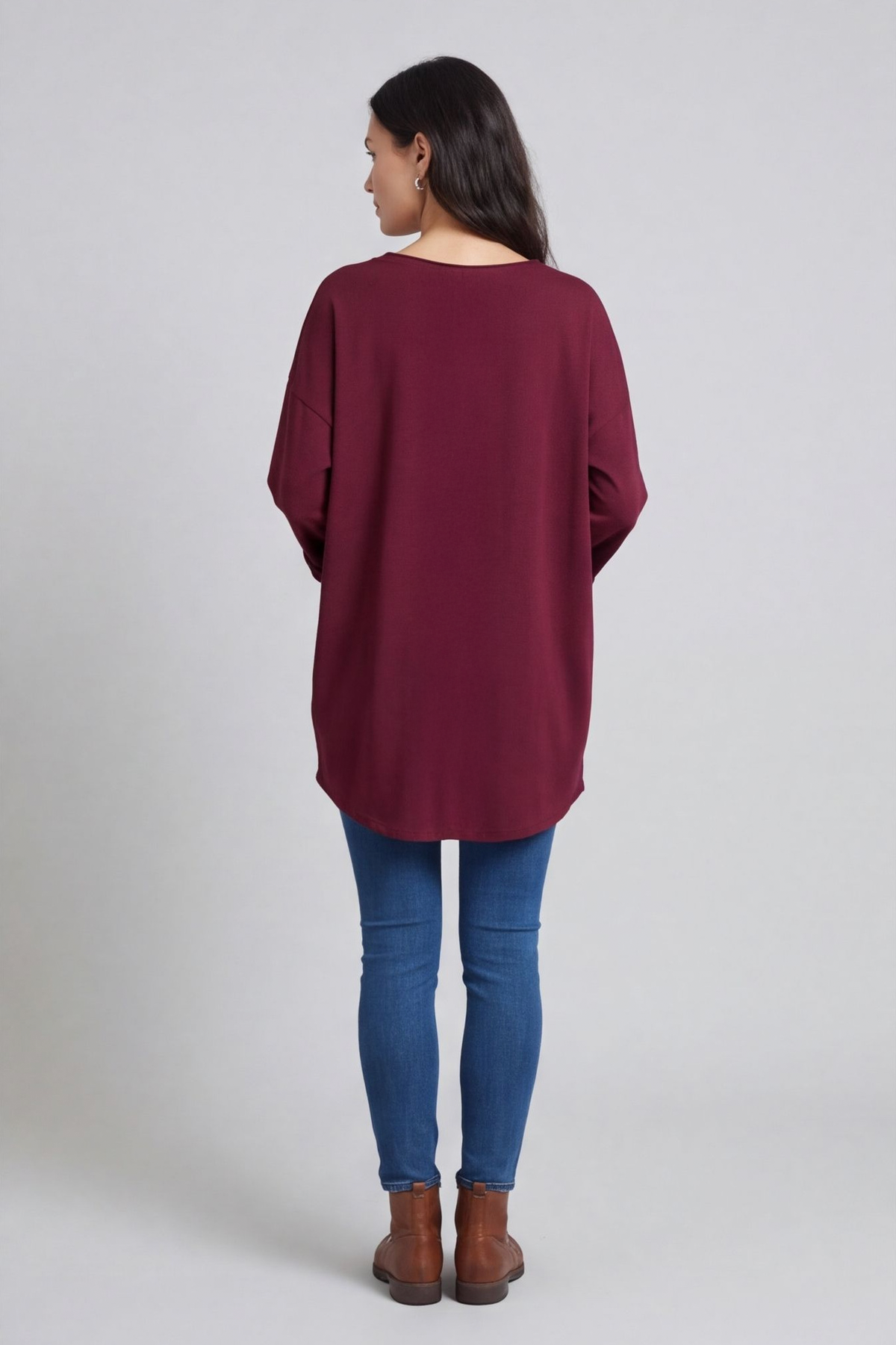 Kelilah Pocket Cotton Top Burgundy