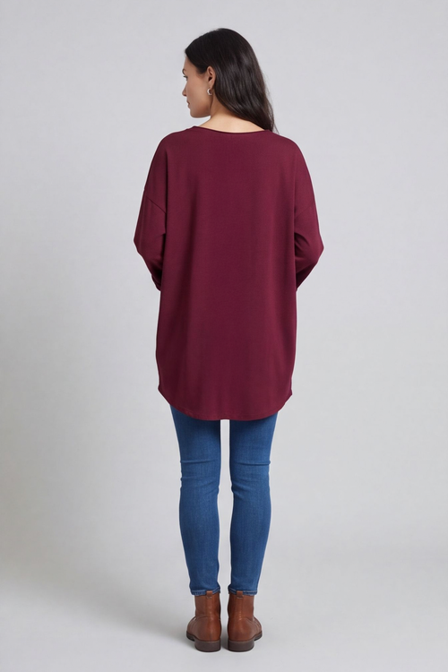 Kelilah Pocket Cotton Top Burgundy - Image 5