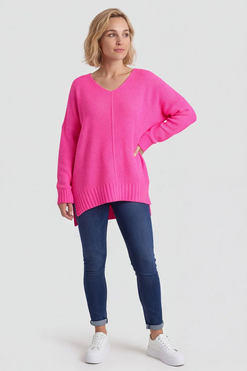 Bo Slouch V-Neck Jumper Fuchsia – image 1 of 5