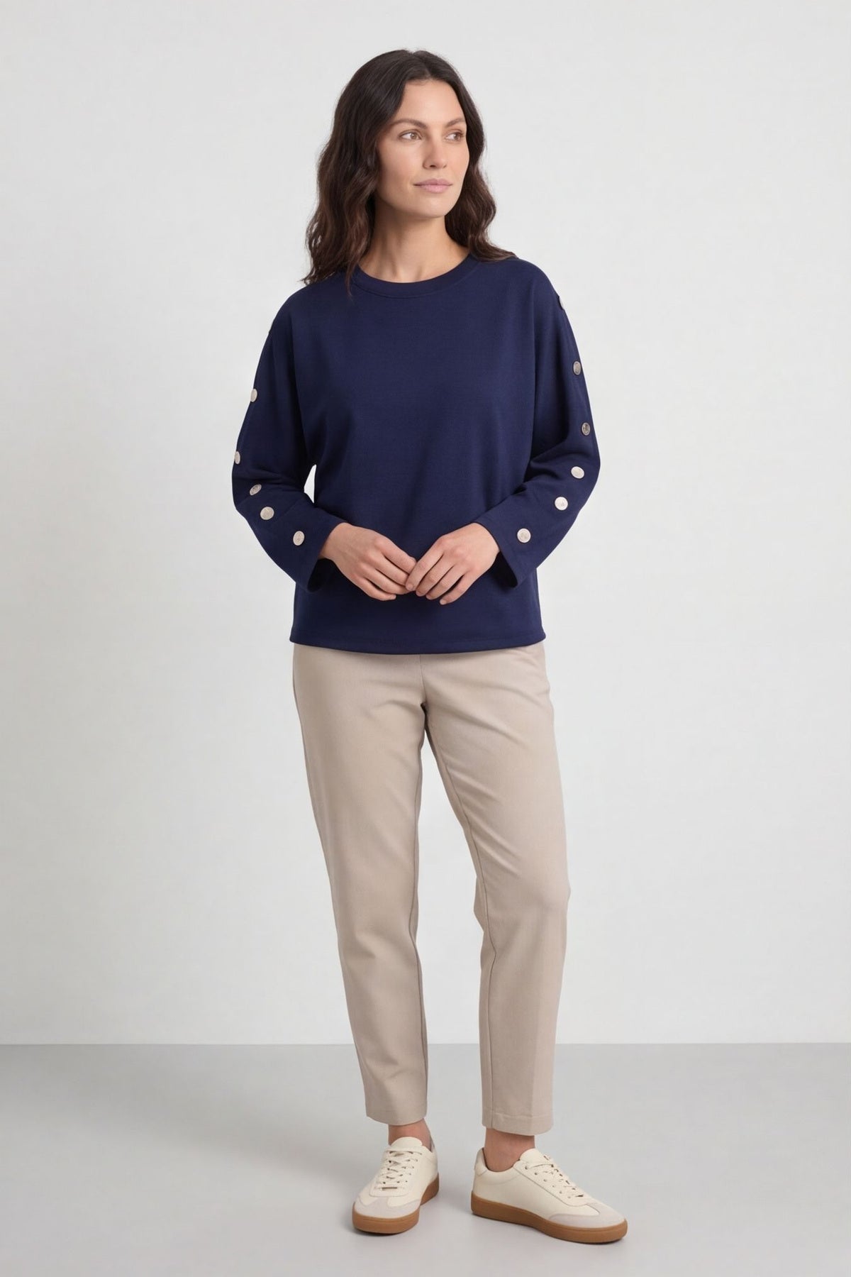 Lesley Button Top Navy – image 1 of 5