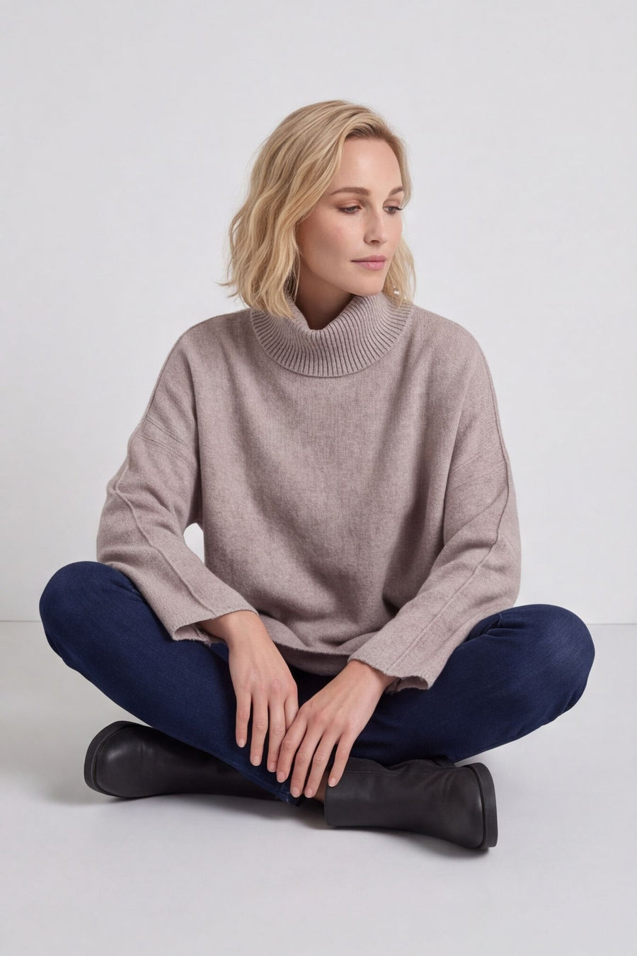Jude Polo Neck Knitted Jumper Mocha – image 1 of 5
