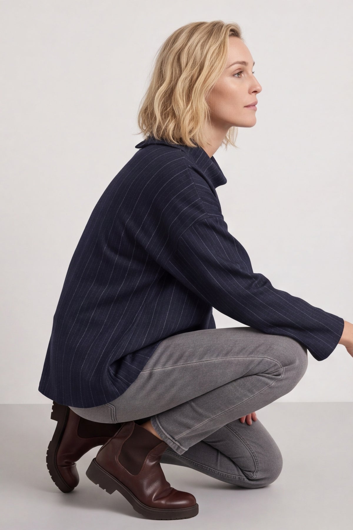 Siobhan Cowl Neck Top Navy – image 1 of 6