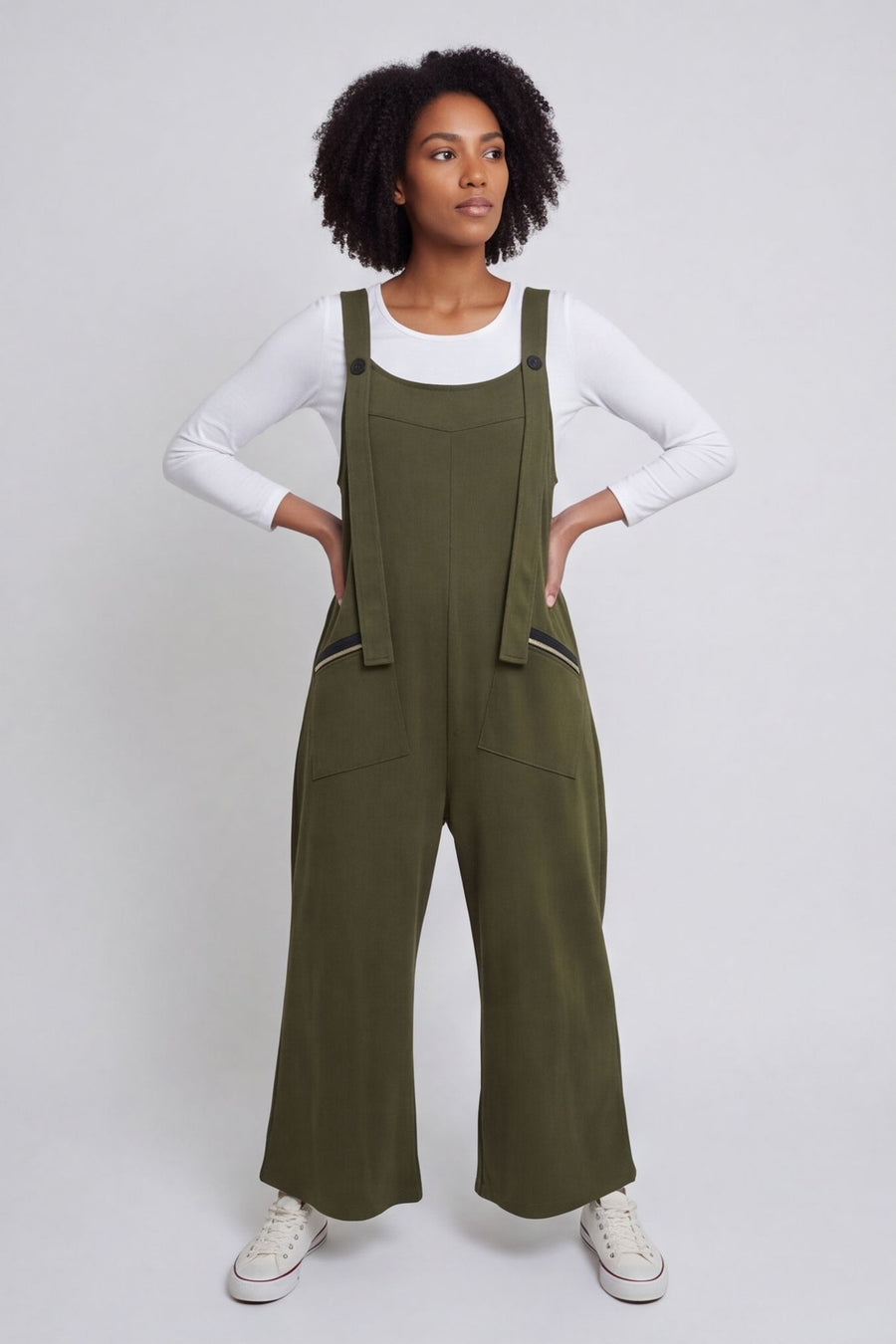 Kinley Pocket Cotton Jumpsuit Khaki – image 1 of 6