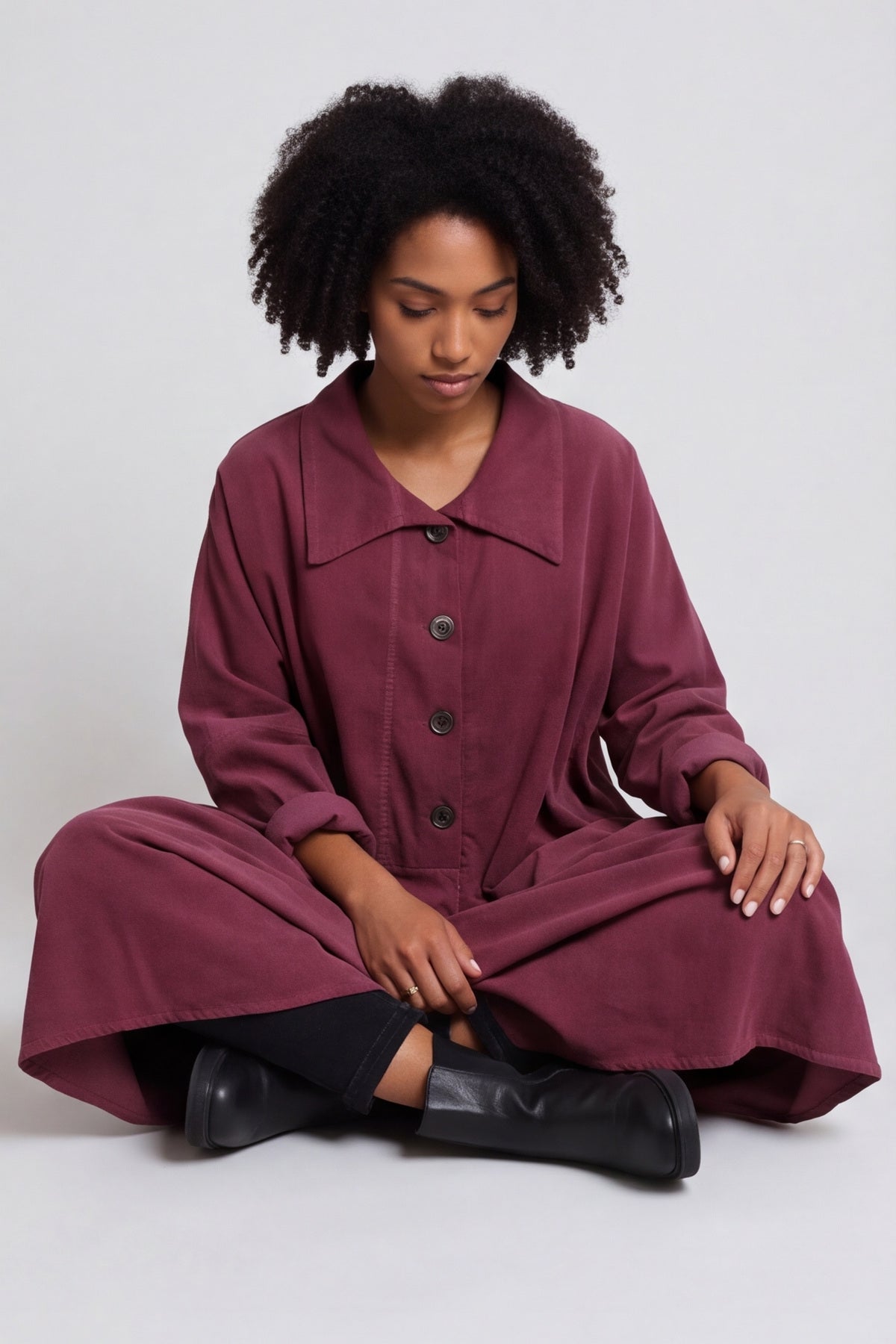 Amina Needlecord Dress Plum – image 1 of 6