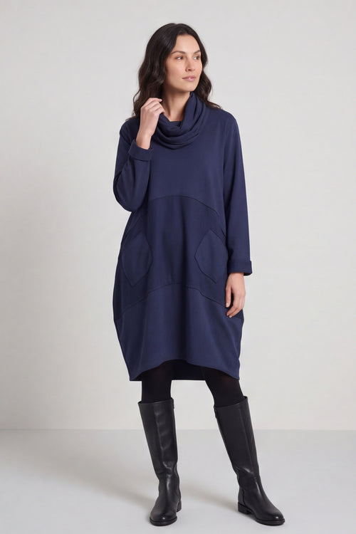 Rizo Snood Cotton Dress Navy – image 1 of 6