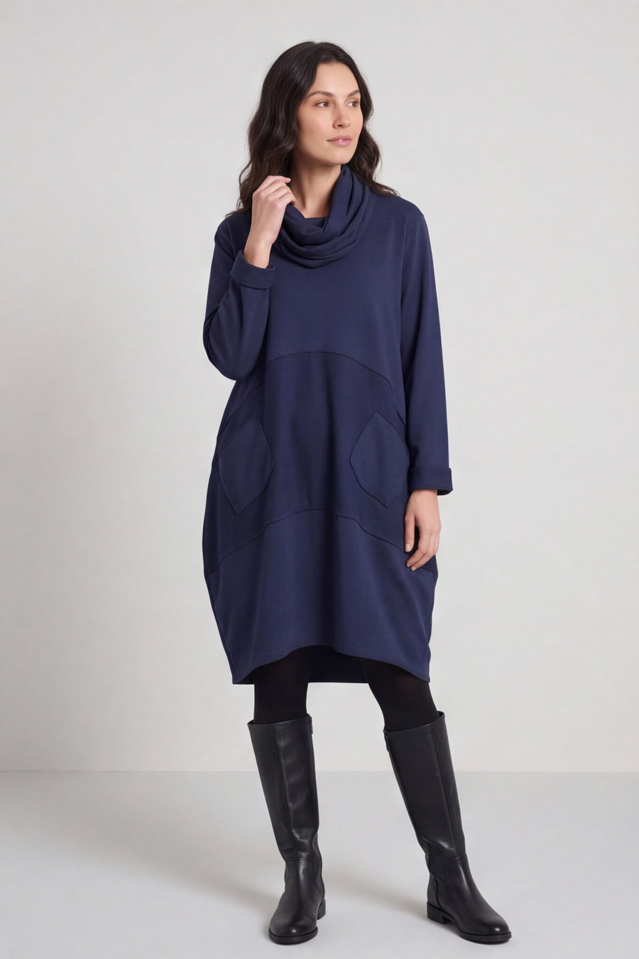 Rizo Snood Cotton Dress Navy – image 1 of 6