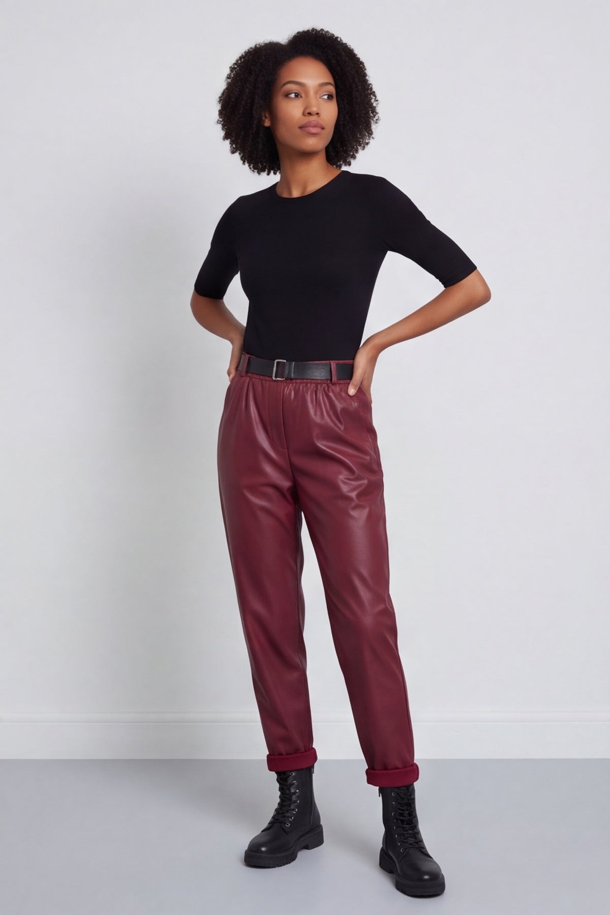 Hilary Wet Look Trousers Wine – image 1 of 5