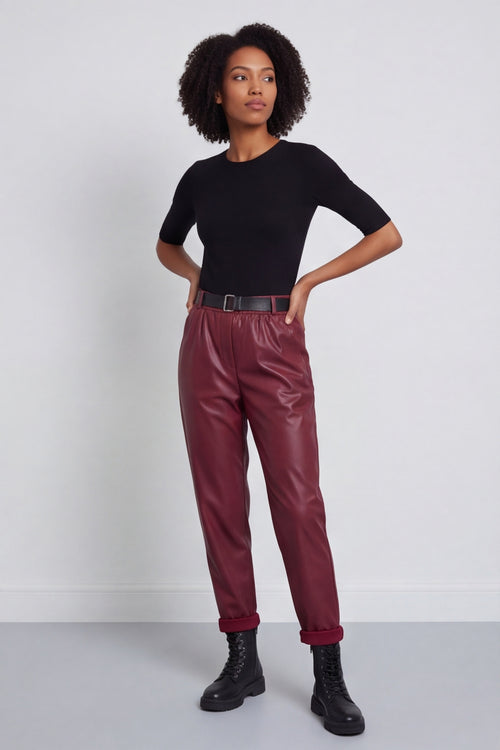 Hilary Wet Look Trousers Wine – image 1 of 5