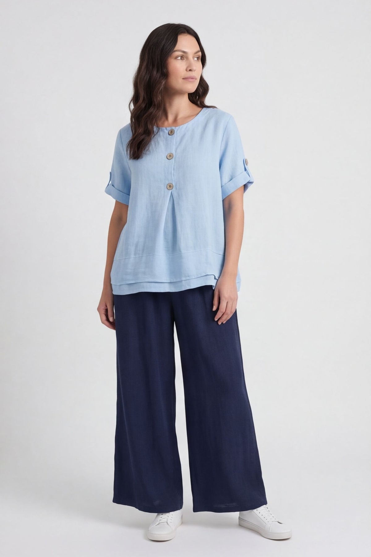 Athena Wide Leg Trousers Navy – image 1 of 4