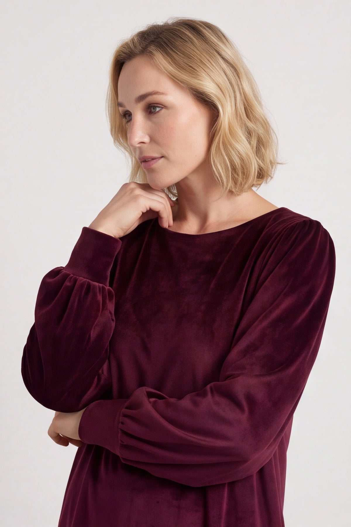 Zannah Button Back Tunic Wine – image 1 of 5