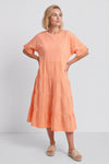Soleil Tiered Crinkle Cotton Dress Orange – image 1 of 6
