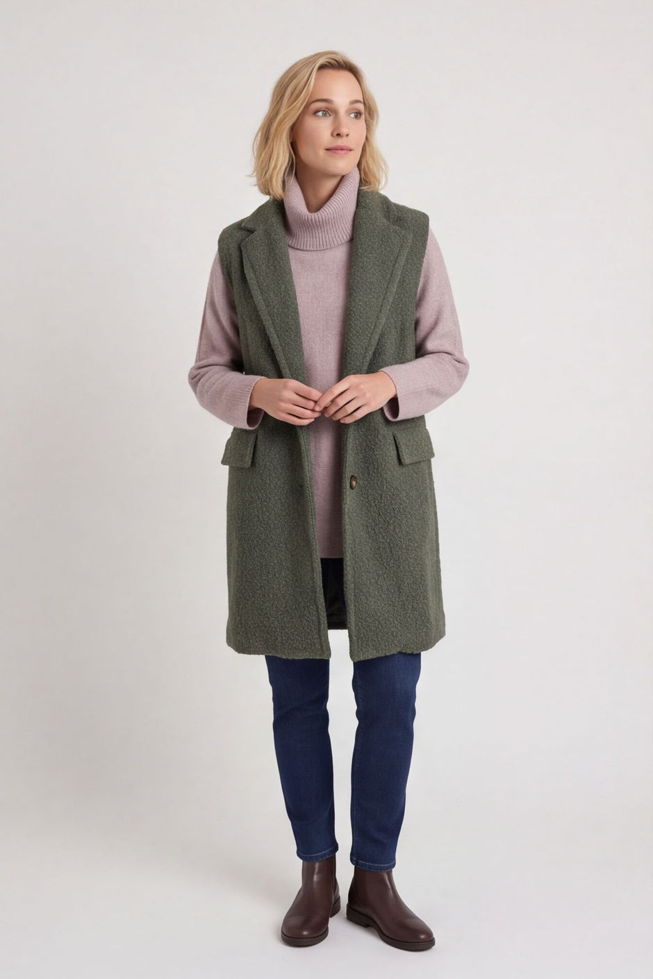 Nori Boucle Gilet Khaki – image 1 of 6