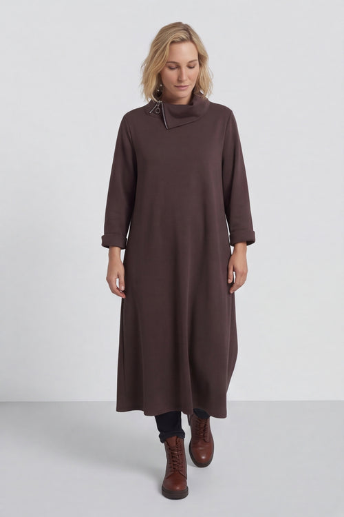Wanda Zip Polo Cotton Dress Cocoa – image 1 of 6