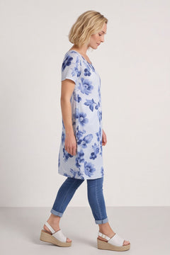 Velora Floral Cotton Tunic Grey – image 1 of 5