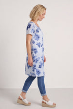 Velora Floral Cotton Tunic Grey Grey - Velora Floral Cotton Tunic Grey – image 1 of 5
