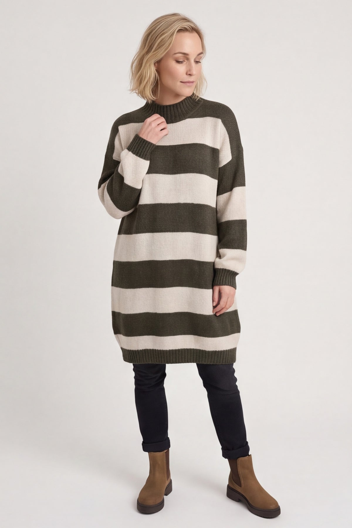 Osanna Stripe Knitted Jumper Khaki – image 1 of 6